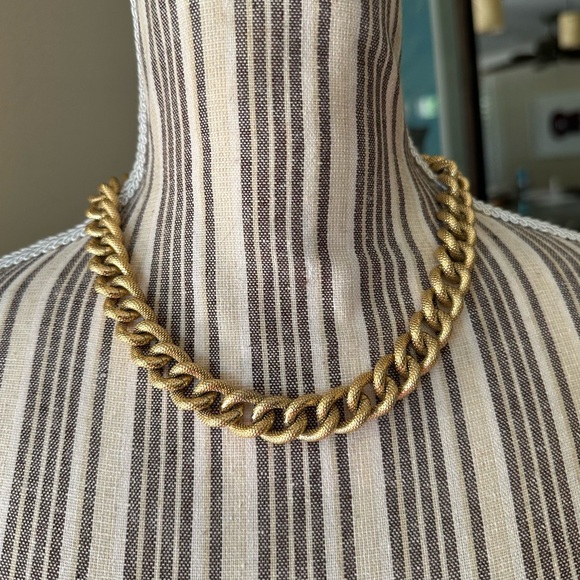Givenchy Vintage Textured Gold Braid Heavy Curb Chain Choker Designer Stamp - Picture 11 of 16